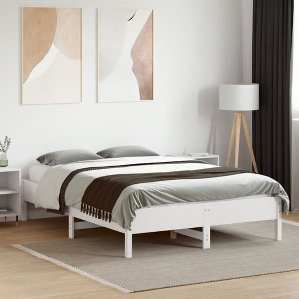 vidaXL Sängynrunko valkoinen 135x190 cm täysi mänty - Sängyt & sängynrungot