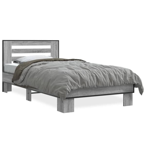 vidaXL Sängynrunko harmaa Sonoma 90x190 cm tekninen puu ja metalli -  Sängyt & sängynrungot
