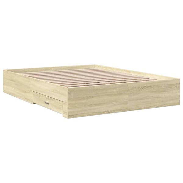 vidaXL sengeramme med skuffer 160x200 cm konstrueret træ sonoma-eg -  Senge & sengeramme