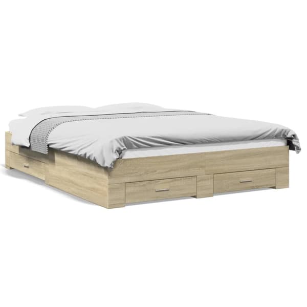 vidaXL sengeramme med skuffer 160x200 cm konstrueret træ sonoma-eg - Senge & sengeramme