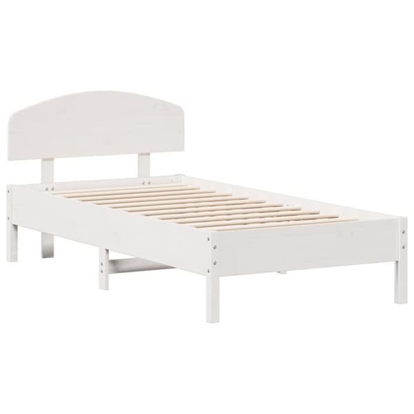 vidaXL Sängram med huvudgavel vit 75x190 cm massivt furu -  Sängar & sängramar