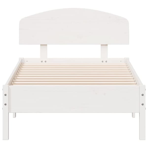 vidaXL Sängram med huvudgavel vit 75x190 cm massivt furu -  Sängar & sängramar