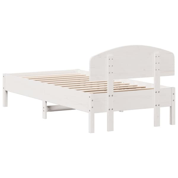 vidaXL Sängram med huvudgavel vit 75x190 cm massivt furu - Sängar & sängramar