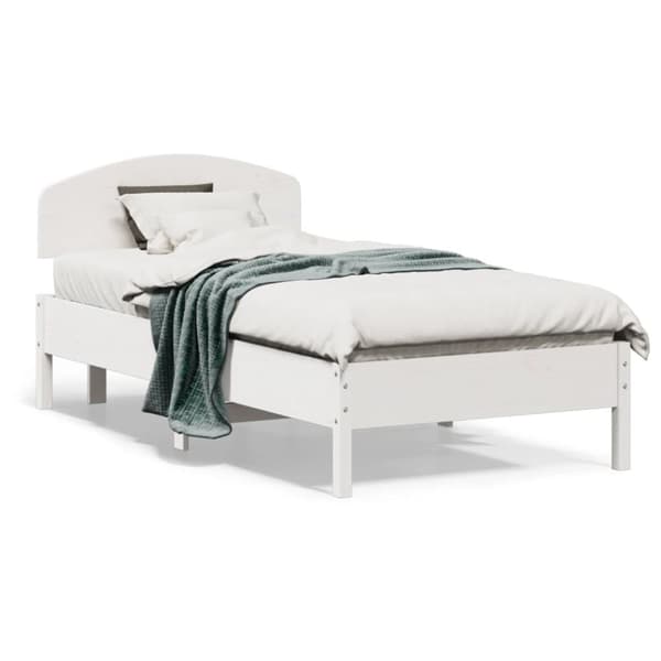 vidaXL Sängram med huvudgavel vit 75x190 cm massivt furu -  Sängar & sängramar