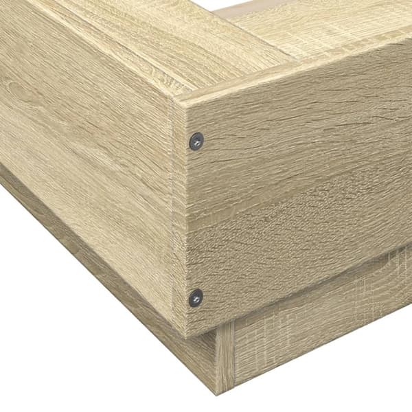 vidaXL sengeramme med LED-lys 100x200 cm konstrueret træ sonoma-eg - Senge & sengeramme
