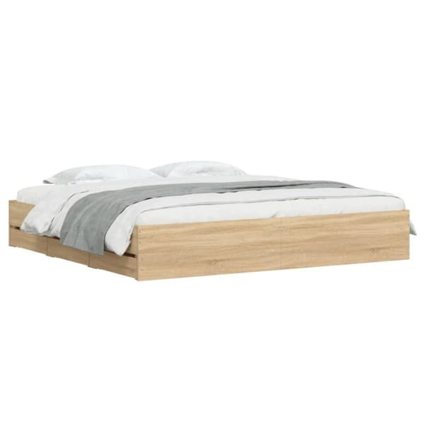 vidaXL sengeramme med skuffer 160x200 cm konstrueret træ sonoma-eg -  Senge & sengeramme