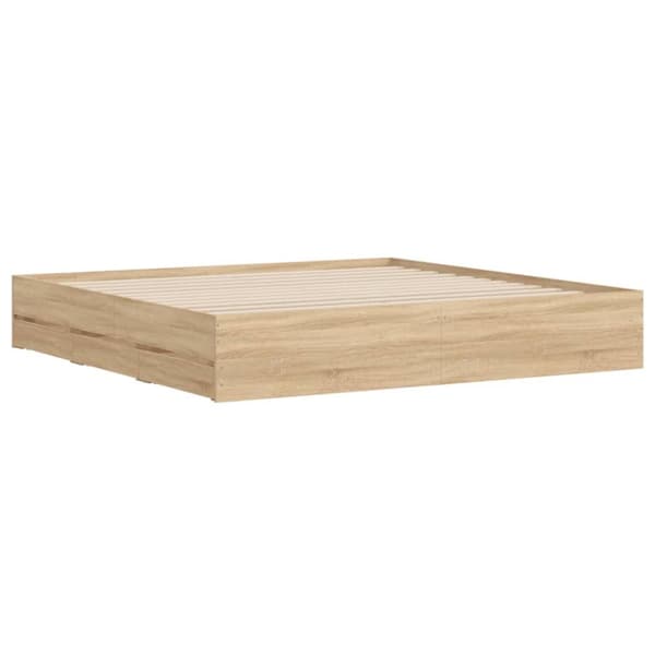 vidaXL sengeramme med skuffer 160x200 cm konstrueret træ sonoma-eg -  Senge & sengeramme