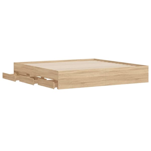 vidaXL sengeramme med skuffer 160x200 cm konstrueret træ sonoma-eg -  Senge & sengeramme