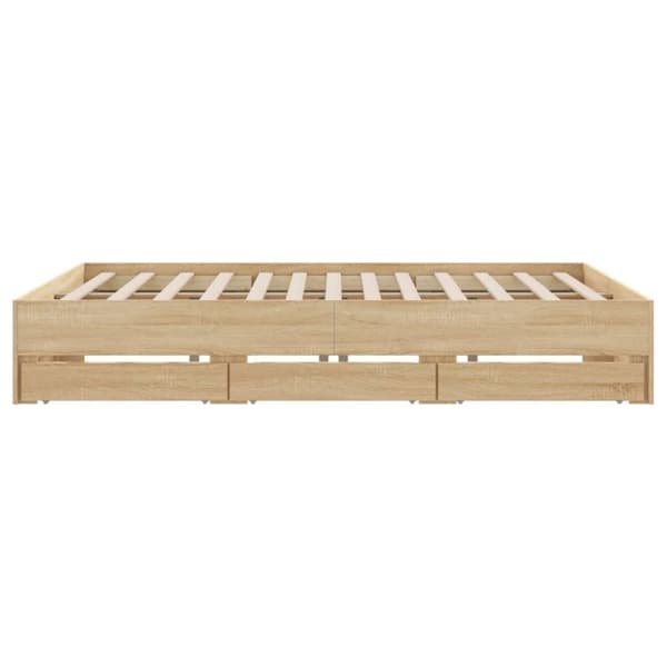 vidaXL sengeramme med skuffer 160x200 cm konstrueret træ sonoma-eg -  Senge & sengeramme