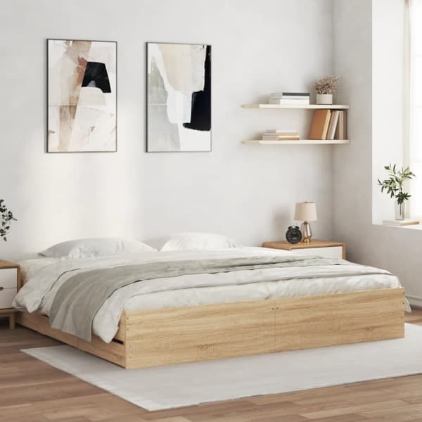 vidaXL sengeramme med skuffer 160x200 cm konstrueret træ sonoma-eg -  Senge & sengeramme