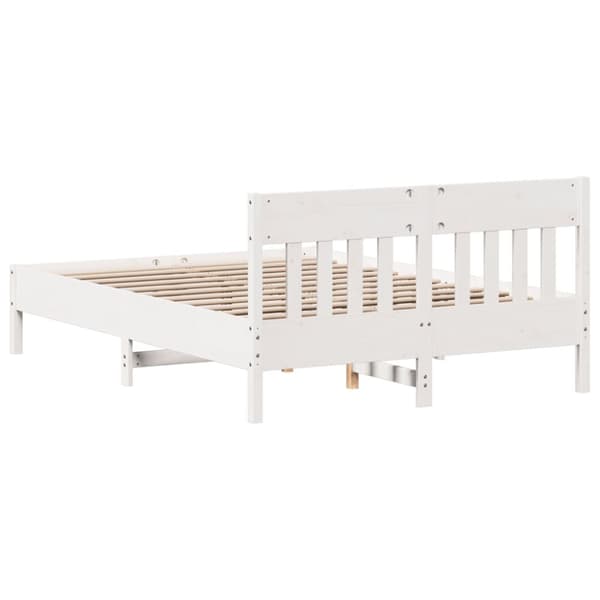 vidaXL sengeramme med sengegavl 150x200 cm massivt fyrretræ hvid -  Senge & sengeramme