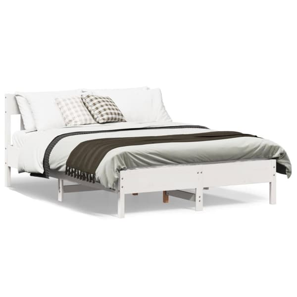 vidaXL sengeramme med sengegavl 150x200 cm massivt fyrretræ hvid -  Senge & sengeramme