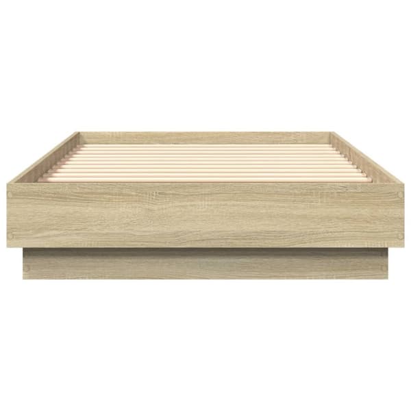 vidaXL sengeramme med LED-lys 90x190 cm sonoma-eg - Senge & sengeramme
