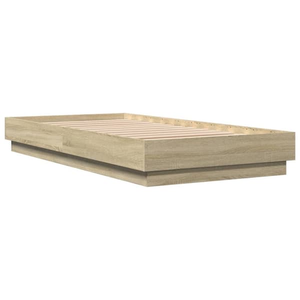 vidaXL sengeramme med LED-lys 90x190 cm sonoma-eg - Senge & sengeramme