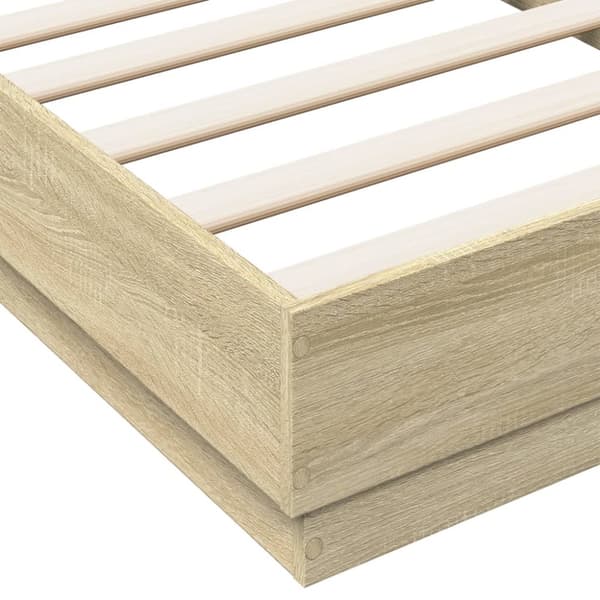vidaXL sengeramme med LED-lys 90x190 cm sonoma-eg - Senge & sengeramme