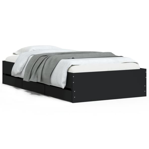 vidaXL sengeramme med skuffer 75x190 cm konstrueret træ sort -  Senge & sengeramme