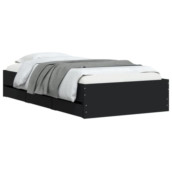 vidaXL sengeramme med skuffer 75x190 cm konstrueret træ sort -  Senge & sengeramme