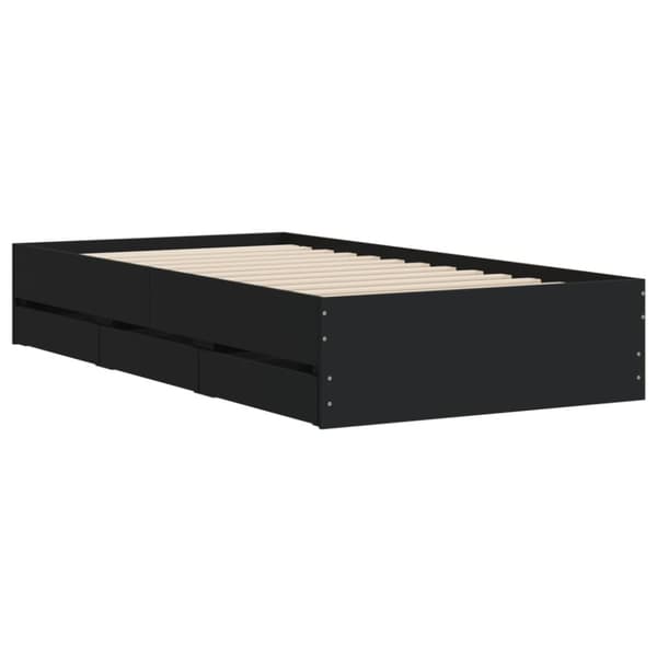 vidaXL sengeramme med skuffer 75x190 cm konstrueret træ sort -  Senge & sengeramme