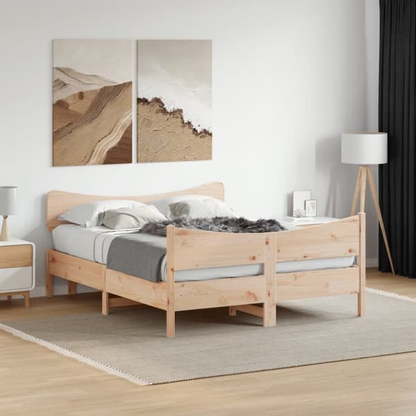vidaXL sengeramme med sengegavl 140x200 cm massivt fyrretræ hvid - Senge & sengeramme