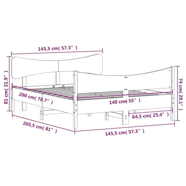vidaXL sengeramme med sengegavl 140x200 cm massivt fyrretræ hvid - Senge & sengeramme