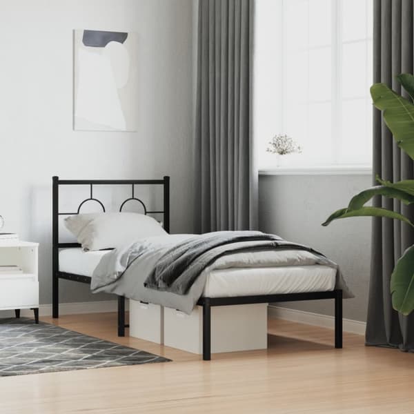 vidaXL sengeramme med sengegavl 80x200 cm metal sort -  Senge & sengeramme