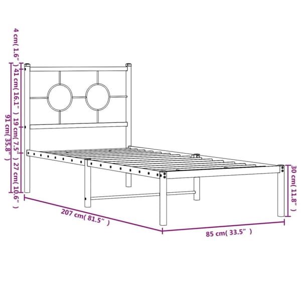 vidaXL sengeramme med sengegavl 80x200 cm metal sort -  Senge & sengeramme