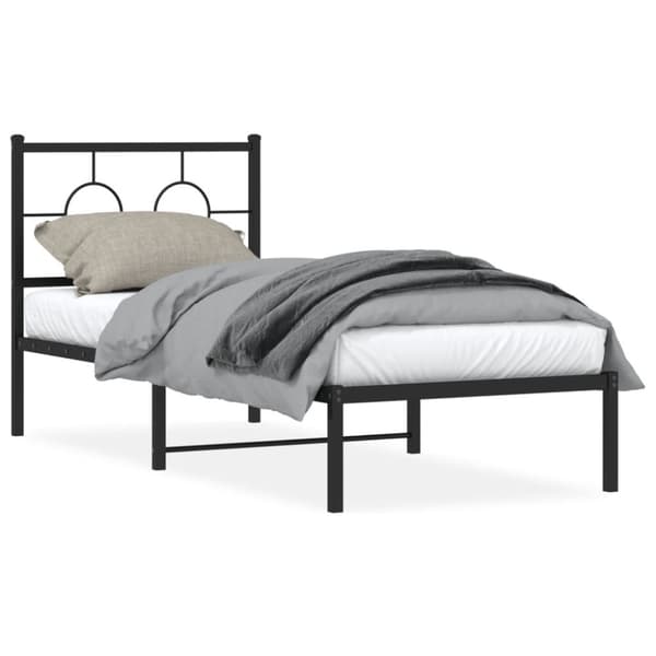 vidaXL sengeramme med sengegavl 80x200 cm metal sort -  Senge & sengeramme