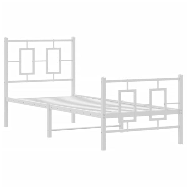 vidaXL sengeramme med sengegavl og fodgærde 80x200 cm metal hvid - Senge & sengeramme