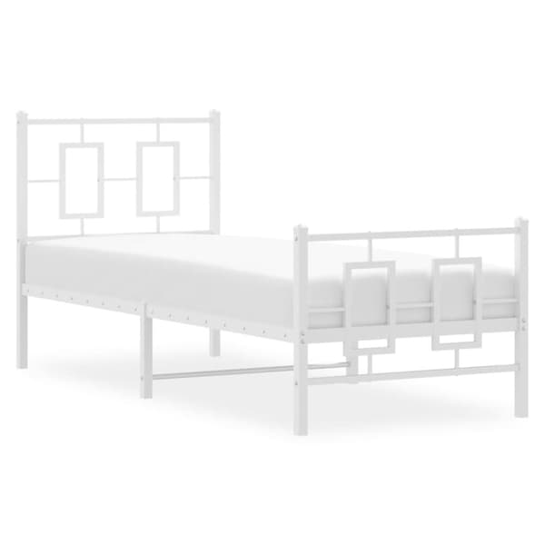 vidaXL sengeramme med sengegavl og fodgærde 80x200 cm metal hvid - Senge & sengeramme