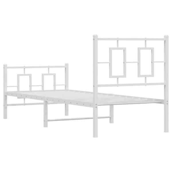 vidaXL sengeramme med sengegavl og fodgærde 80x200 cm metal hvid - Senge & sengeramme