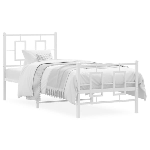 vidaXL sengeramme med sengegavl og fodgærde 80x200 cm metal hvid - Senge & sengeramme