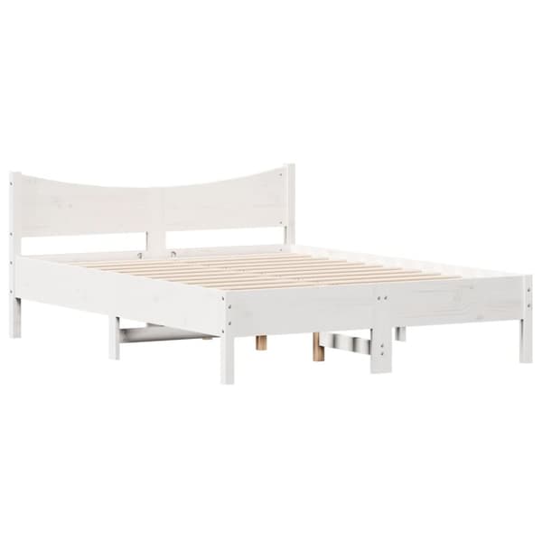 vidaXL sengeramme 135x190 cm massivt fyrretræ hvid - Senge & sengeramme