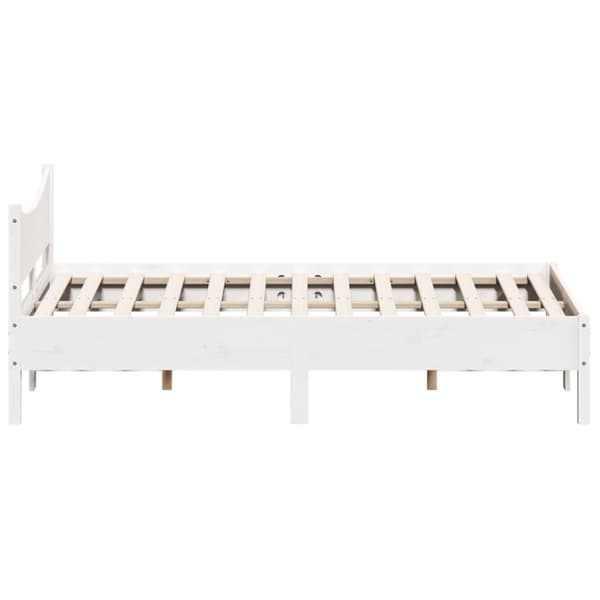 vidaXL sengeramme 135x190 cm massivt fyrretræ hvid - Senge & sengeramme