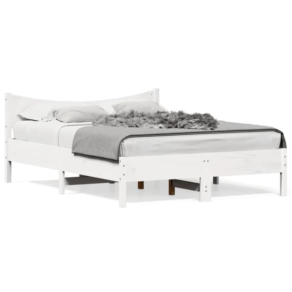 vidaXL sengeramme 135x190 cm massivt fyrretræ hvid -  Senge & sengeramme