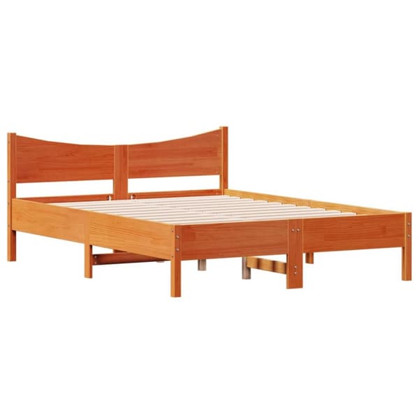 vidaXL sengeramme 140x190 cm massivt fyrretræ gyldenbrun -  Senge & sengeramme
