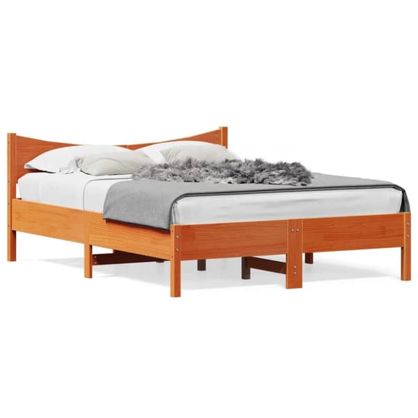 vidaXL sengeramme 140x190 cm massivt fyrretræ gyldenbrun -  Senge & sengeramme