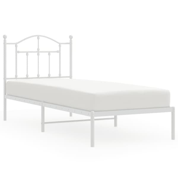 vidaXL Metallinen sängynrunko päädyllä valkoinen 90x190 cm - Sängyt & sängynrungot