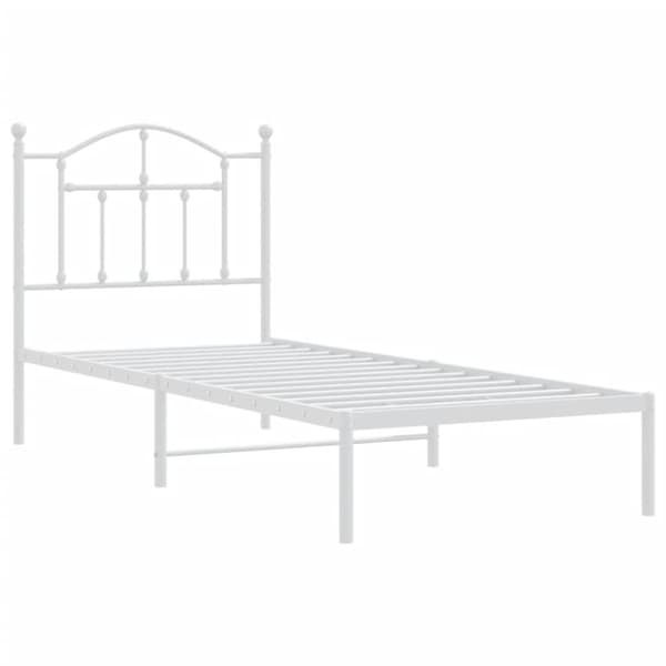 vidaXL Metallinen sängynrunko päädyllä valkoinen 90x190 cm -  Sängyt & sängynrungot