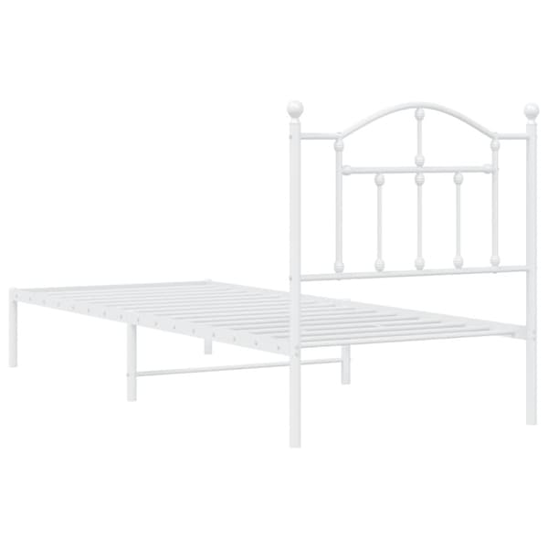 vidaXL Metallinen sängynrunko päädyllä valkoinen 90x190 cm -  Sängyt & sängynrungot