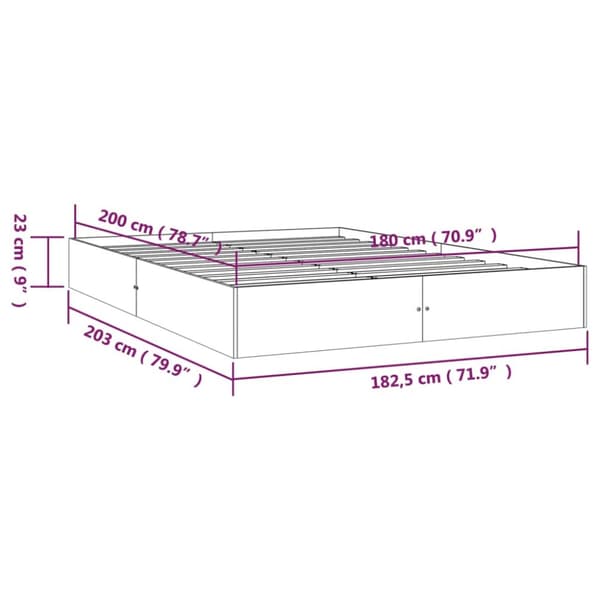 vidaXL sengeramme 180x200 cm massivt fyrretræ -  Senge & sengeramme