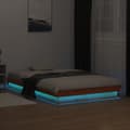 Miniatyrbild 6 av 11: vidaXL Sängram med LED vaxad brun 140x200 cm massiv furu -  Sängar & sängramar