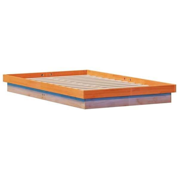 vidaXL Sängram med LED vaxad brun 140x200 cm massiv furu -  Sängar & sängramar