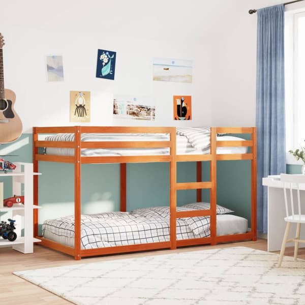 vidaXL Våningssäng vaxad brun 90x190 cm massiv furu -  Sängar & sängramar