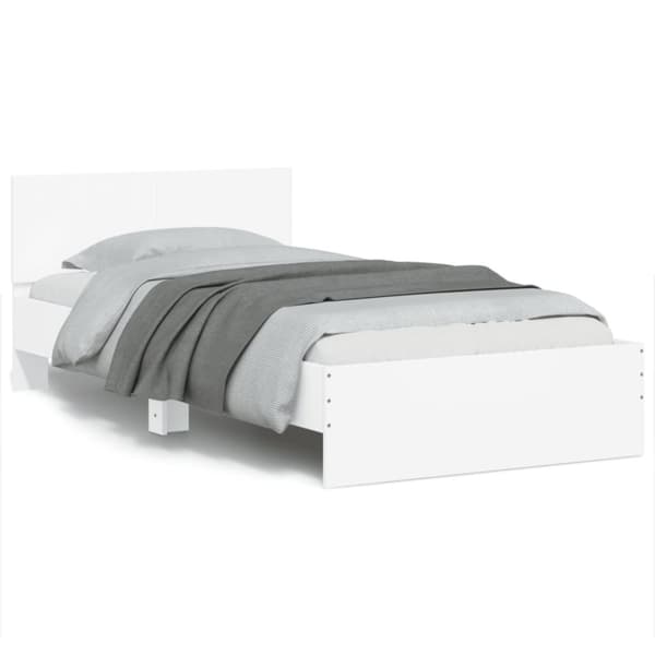 vidaXL sengeramme med sengegavl 100x200 cm konstrueret træ hvid -  Senge & sengeramme