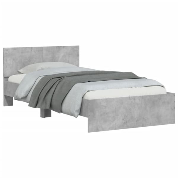 vidaXL Sängram med huvudgavel betonggrå 100x200 cm konstruerat trä - Sängar & sängramar