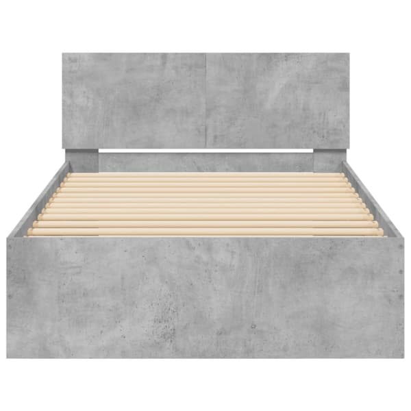 vidaXL Sängram med huvudgavel betonggrå 100x200 cm konstruerat trä - Sängar & sängramar