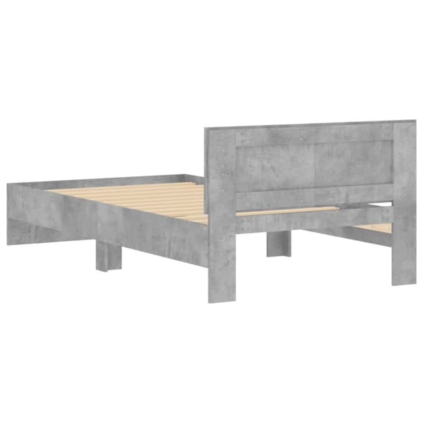 vidaXL Sängram med huvudgavel betonggrå 100x200 cm konstruerat trä - Sängar & sängramar