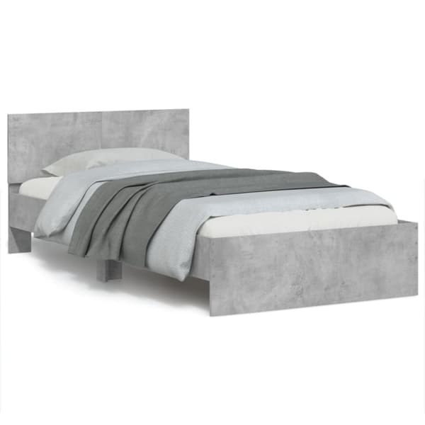vidaXL Sängram med huvudgavel betonggrå 100x200 cm konstruerat trä - Sängar & sängramar