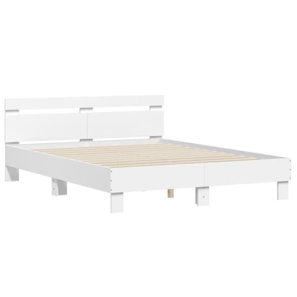 vidaXL sengeramme med sengegavl 140x190 cm konstrueret træ hvid -  Senge & sengeramme