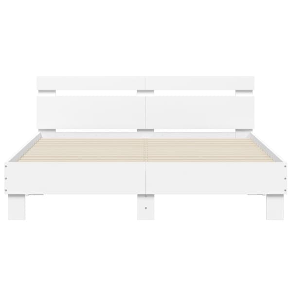 vidaXL sengeramme med sengegavl 140x190 cm konstrueret træ hvid -  Senge & sengeramme